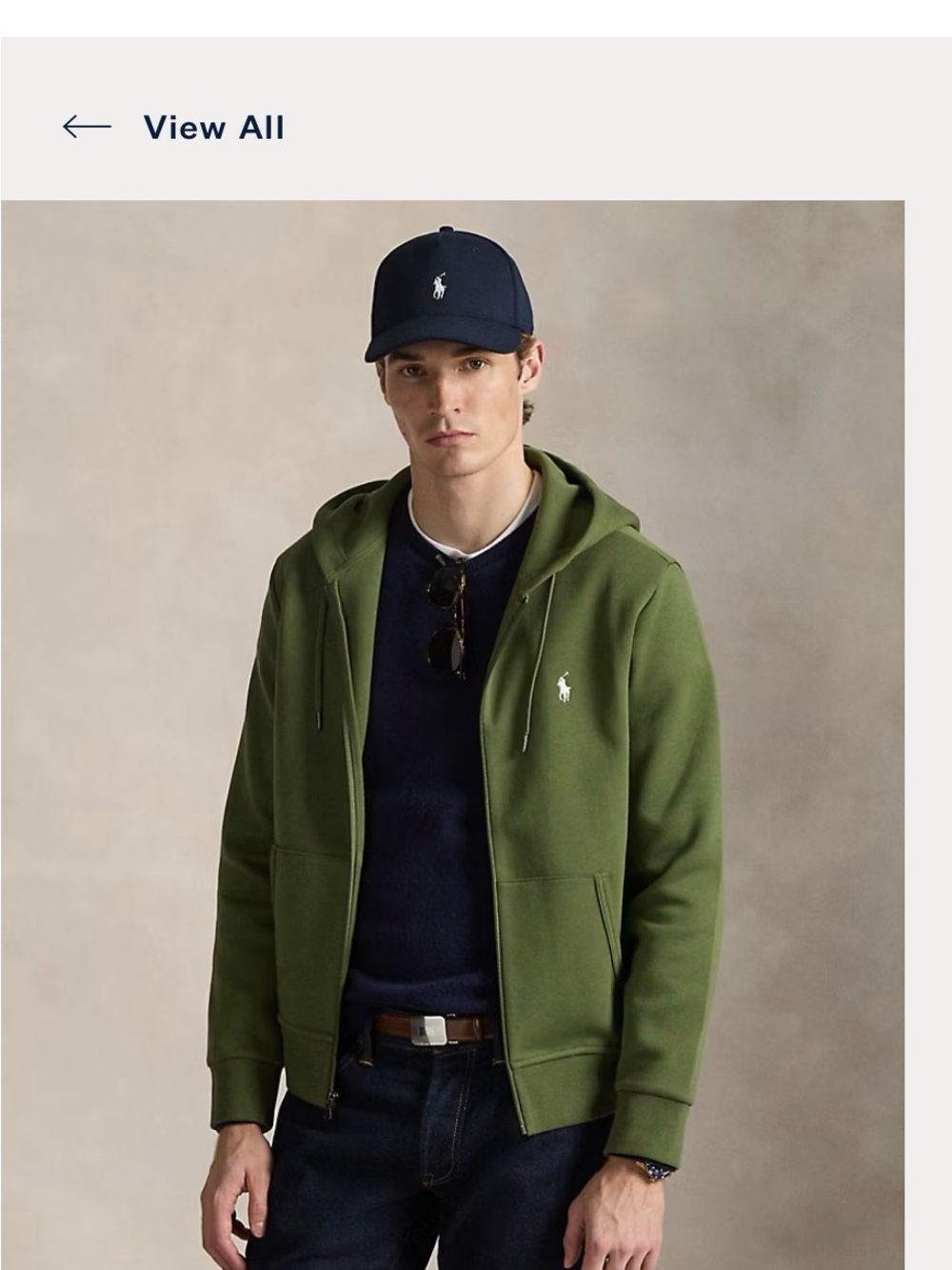 Polo by Ralph Lauren Olive Green Zip Hoodie with White Pony